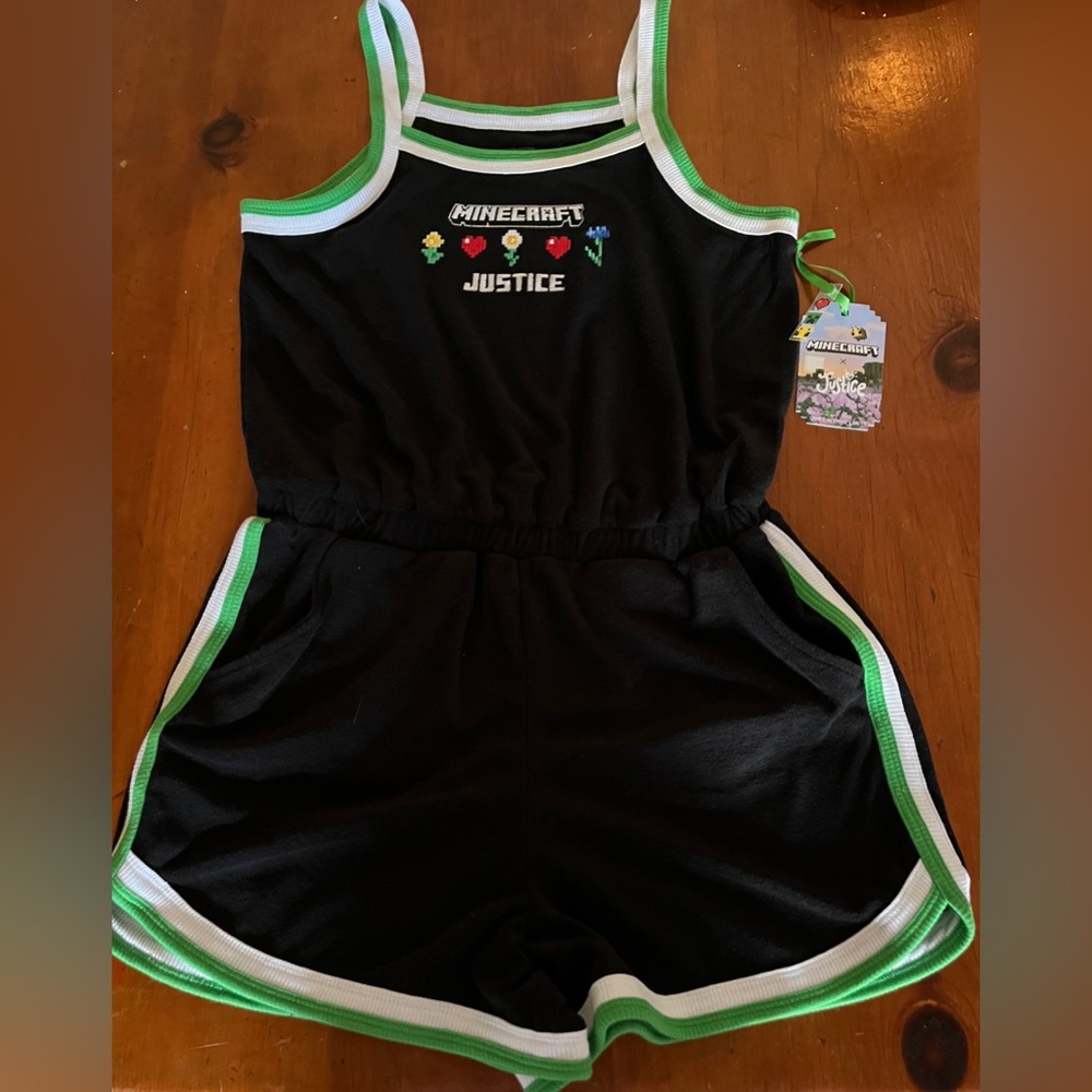 NWT Minecraft Justice Embroidered Romper Sz XL 16/18 SOFT
